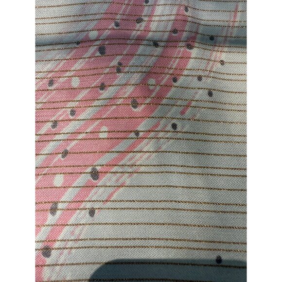 Vintage Mid-Century Print Curtain Panel Pink Green on White 90.5x20.25" - Picture 4 of 7